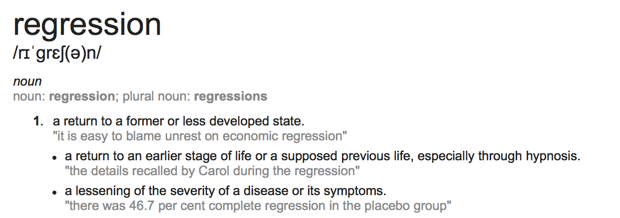 what does the word regression mean